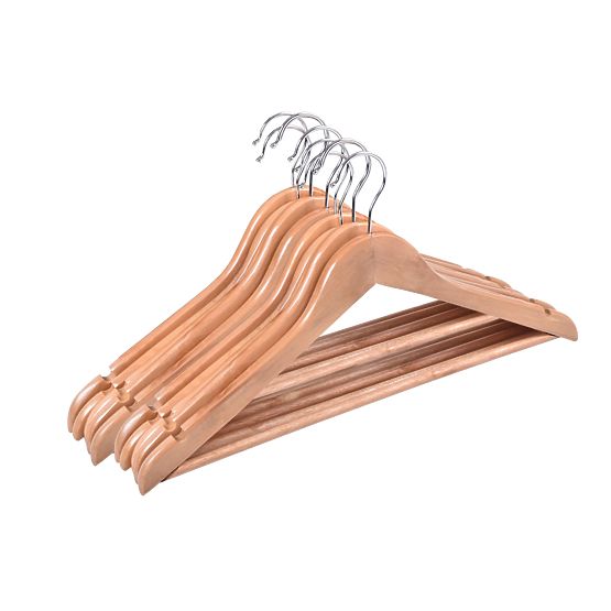 Lot de 10 cintres en bois RONDO marron clair