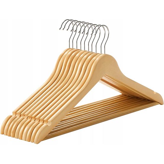 Lot de 10 cintres en bois RONDO marron clair
