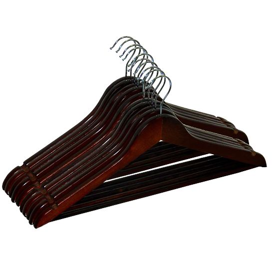 Lot de 10 cintres en bois RONDO marron foncé