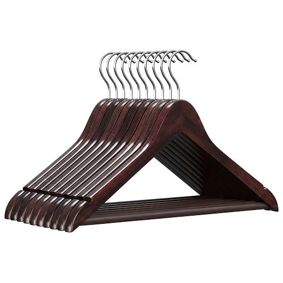 Lot de 10 cintres en bois RONDO marron foncé