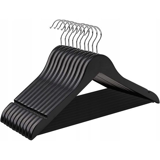 Lot de 10 cintres en bois RONDO noir
