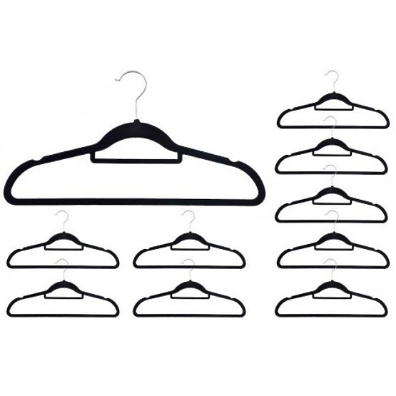 Lot de 10 cintres en velours Maxi - noir