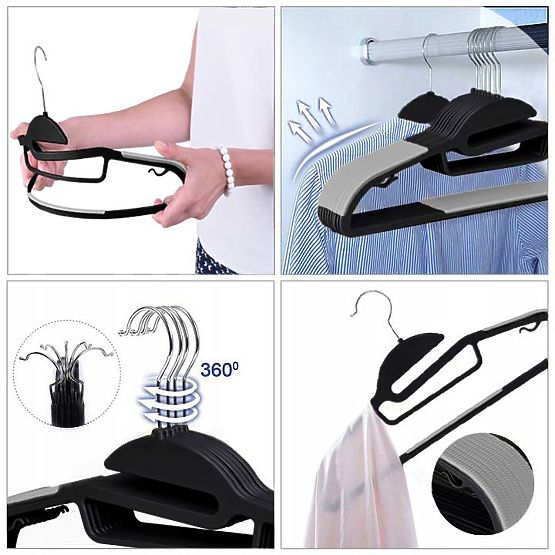 Lot de 10 cintres Flexi noir et gris