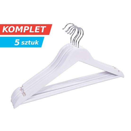 Lot de 5 cintres en bois RONDO blanc