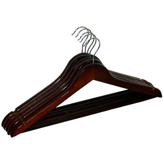 Lot de 5 cintres en bois RONDO marron foncé