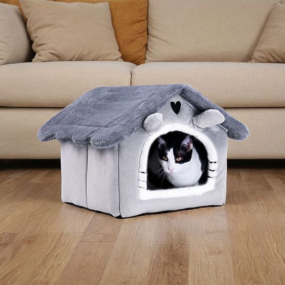 Maison en peluche pour chat JASPER gris