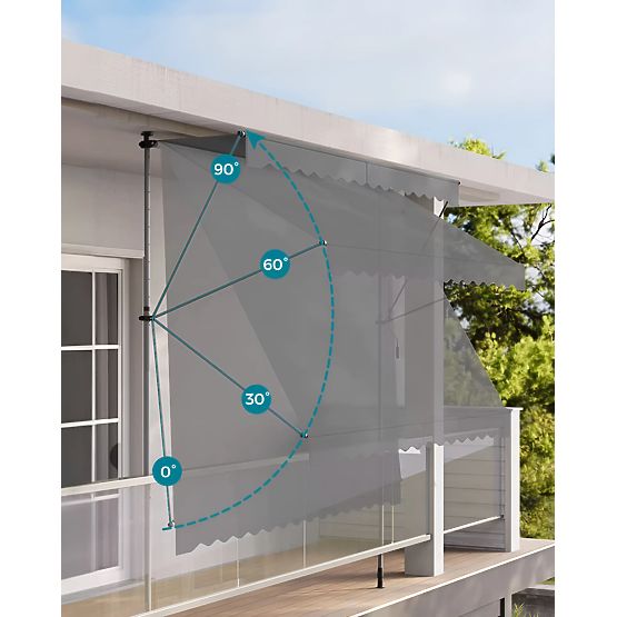 Marquise de balcon avec hauteur réglable, imperméable avec manivelle manuelle