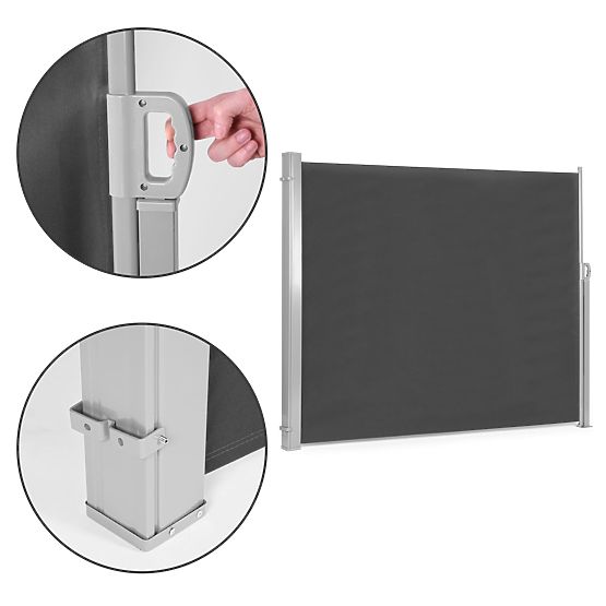 Marquise pliante 300x180 cm avec store latéral pour jardin et terrasse anthracite