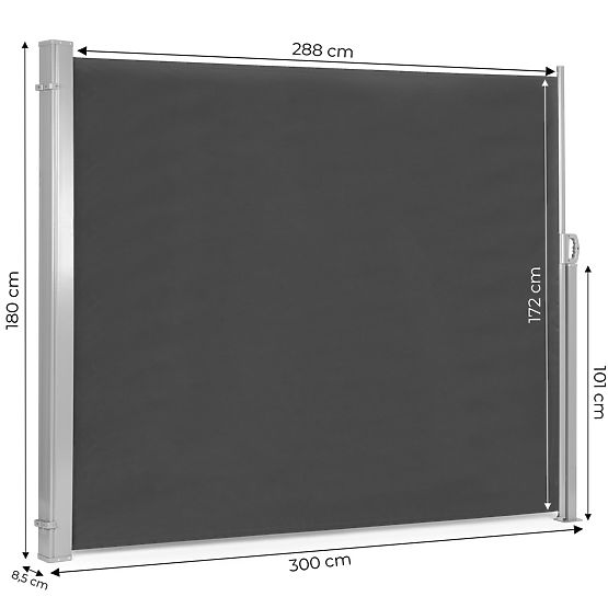 Marquise pliante 300x180 cm avec store latéral pour jardin et terrasse anthracite