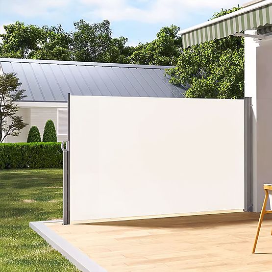 Marquise pliante 300x180 cm store latéral paravent pour jardin terrasse beige