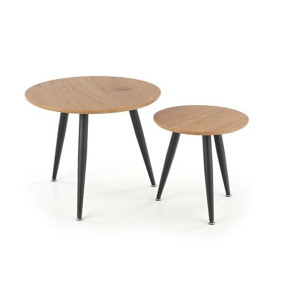 MENTONA 2, ensemble de 2 bancs chêne doré/noir (2pcs=1ensemble)