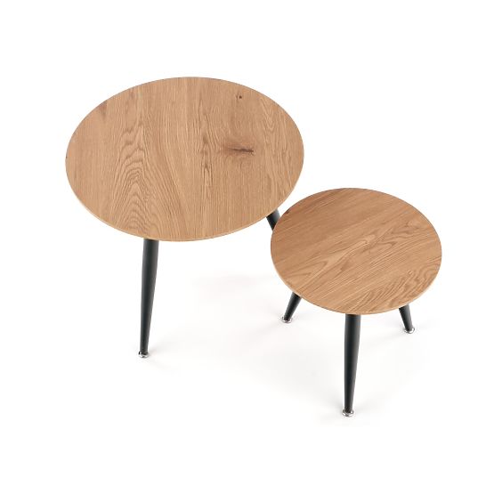 MENTONA 2, ensemble de 2 bancs chêne doré/noir (2pcs=1ensemble)