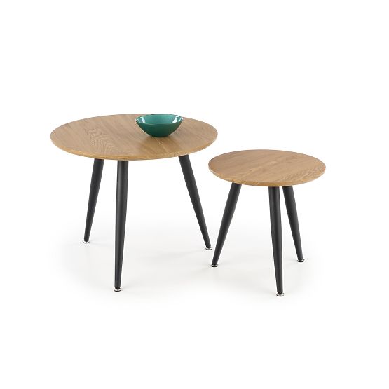 MENTONA 2, ensemble de 2 bancs chêne doré/noir (2pcs=1ensemble)