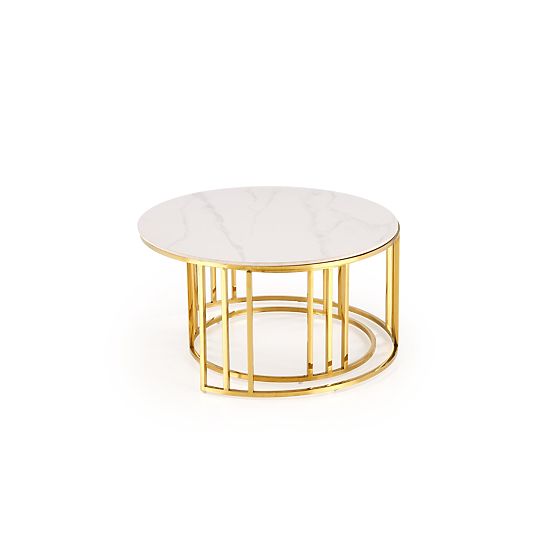 MERCURY 3 ensemble de 2 bancs, ensemble de 2 bancs, couleur : marbre blanc / or (2p=1pcs)