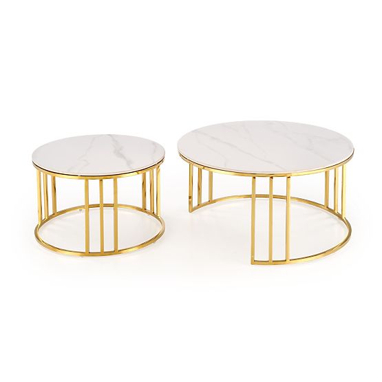 MERCURY 3 ensemble de 2 bancs, ensemble de 2 bancs, couleur : marbre blanc / or (2p=1pcs)