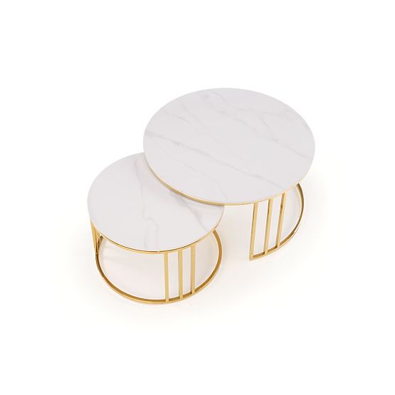 MERCURY 3 ensemble de 2 bancs, ensemble de 2 bancs, couleur : marbre blanc / or (2p=1pcs)