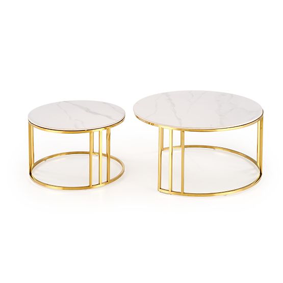 MERCURY 3 ensemble de 2 bancs, ensemble de 2 bancs, couleur : marbre blanc / or (2p=1pcs)
