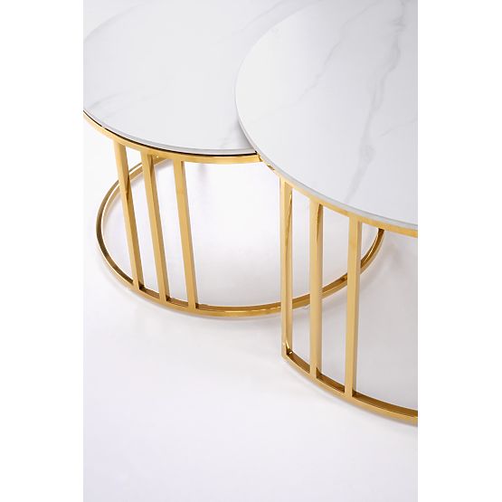 MERCURY 3 ensemble de 2 bancs, ensemble de 2 bancs, couleur : marbre blanc / or (2p=1pcs)