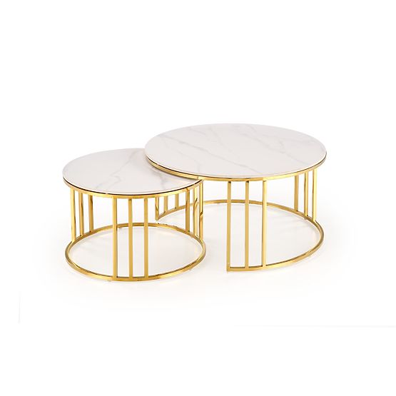 MERCURY 3 ensemble de 2 bancs, ensemble de 2 bancs, couleur : marbre blanc / or (2p=1pcs)