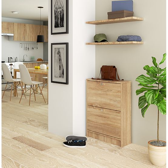 MEUBLE À CHAUSSURES 2 ABATTANTS CHÊNE SONOMA