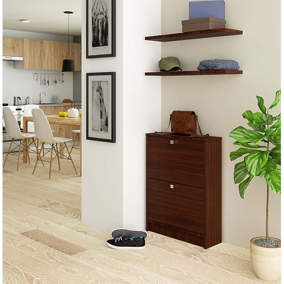 Meuble à chaussures 2 portes basculantes 60 cm - wenge