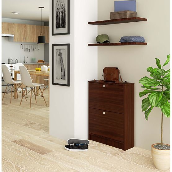 Meuble à chaussures 2 portes basculantes 60 cm - wenge