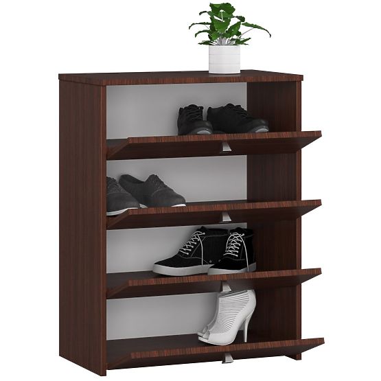 MEUBLE À CHAUSSURES AVEC 4 PORTES ABATTANTES 60 cm WENGE