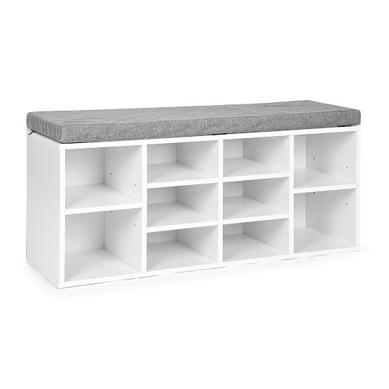 Meuble à chaussures avec coussin gris 10 étagères blanc