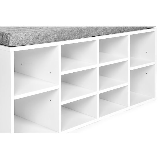 Meuble à chaussures avec coussin gris 10 étagères blanc