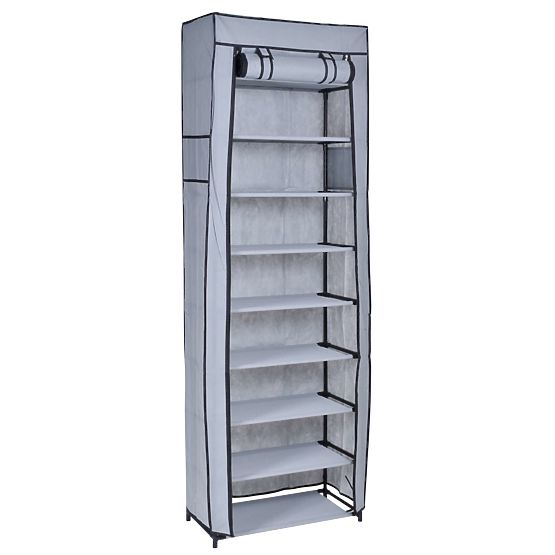 Meuble à chaussures en tissu Lea gris