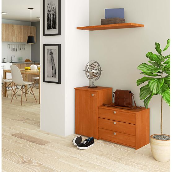 Meuble à chaussures S16 avec commode 3 portes basculantes - aulne