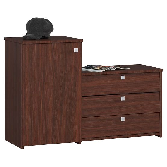 Meuble à chaussures S16 avec commode 3 portes basculantes - wenge