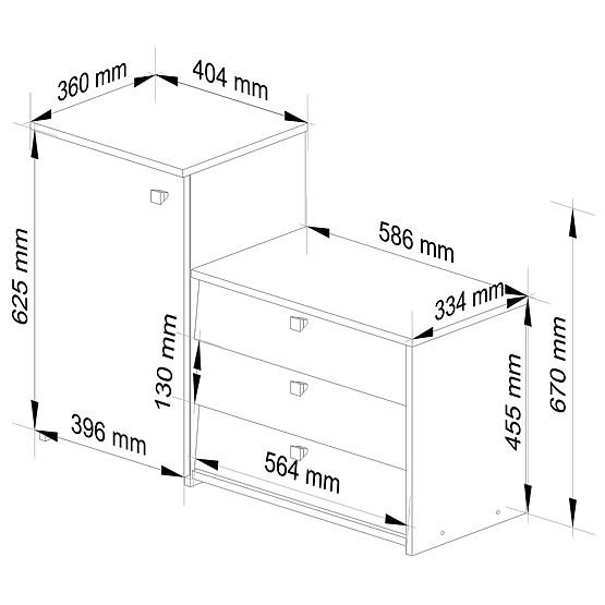 Meuble à chaussures S16 avec commode 3 portes basculantes - wenge