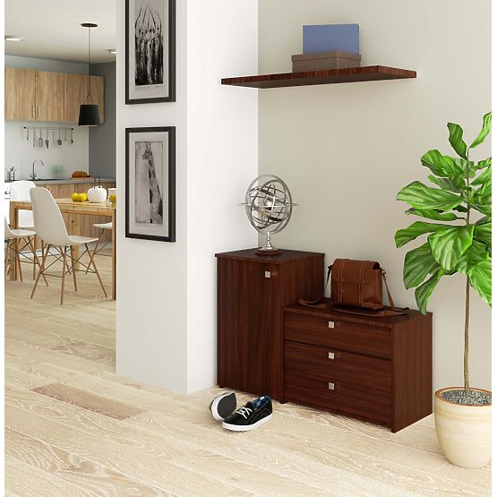 Meuble à chaussures S16 avec commode 3 portes basculantes - wenge