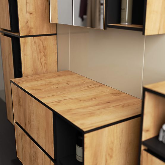 MEUBLE DE SALLE DE BAIN SOUS LAVABO AVEC TROUS VAMI W90 UM 2SZ 2P CHÊNE CRAFT / NOIR