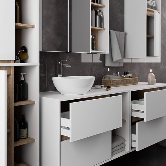 ARMOIRE DE SALLE DE BAIN SOUS LAVABO VAMI W90 2SZ 2P BLANC / CHÊNE SONOMA