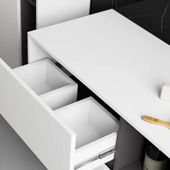 MEUBLE DE SALLE DE BAIN SOUS LAVABO VAMI W90 2TI 2P PK BLANC / GRIS GRAPHITE