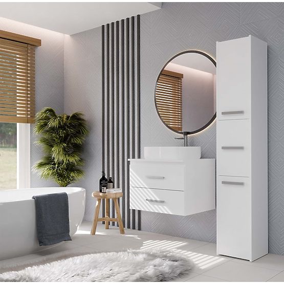 MEUBLE DE SALLE DE BAIN SUSPENDU SOUS LAVABO NEL 60 AVEC 2 TIROIRS BLANC