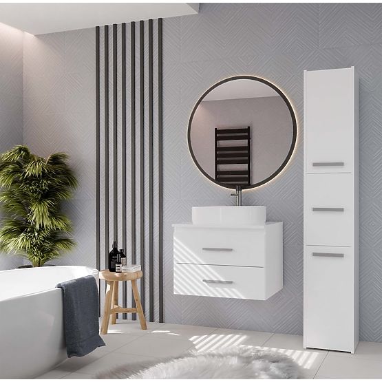 MEUBLE DE SALLE DE BAIN SUSPENDU SOUS LAVABO NEL 60 AVEC 2 TIROIRS BLANC