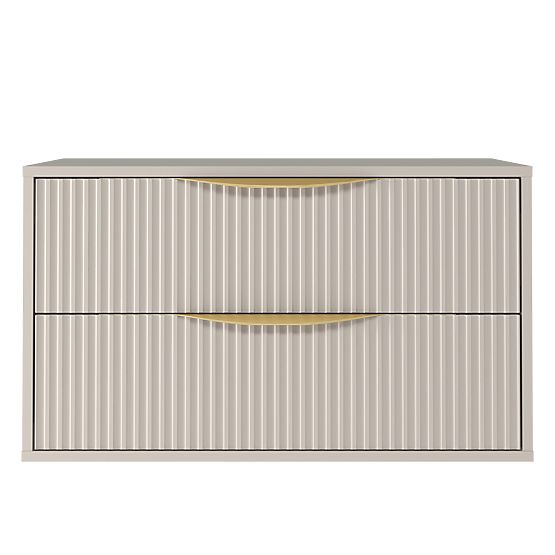 Meuble sous lavabo Avila 2.0, 80 cm, rainuré, poignées dorées, cachemire