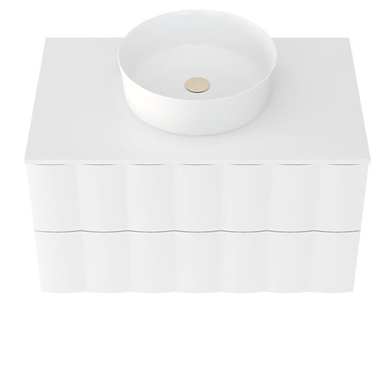 Meuble sous lavabo Grita 80 cm, blanc, panneau avant ondulé