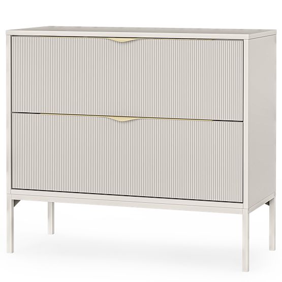 Meuble sous lavabo Livia 80 cm, couleur cachemire, pieds métalliques, rainuré