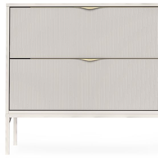 Meuble sous lavabo Livia 80 cm, couleur cachemire, pieds métalliques, rainuré