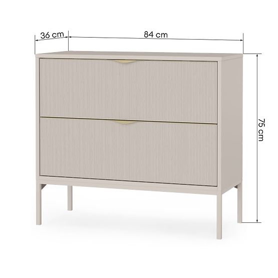 Meuble sous lavabo Livia 80 cm, couleur cachemire, pieds métalliques, rainuré