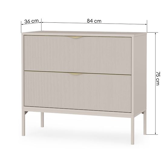 Meuble sous lavabo Livia 80 cm, couleur cachemire, pieds métalliques, rainuré