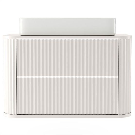 Meuble sous lavabo sur plan Nuvia 80 cm, cachemire, arrondi, rainuré