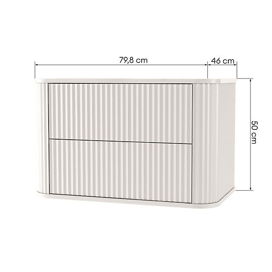 Meuble sous lavabo sur plan Nuvia 80 cm, cachemire, arrondi, rainuré