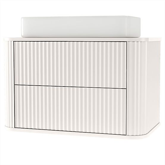 Meuble sous lavabo sur plan Nuvia 80 cm, cachemire, arrondi, rainuré