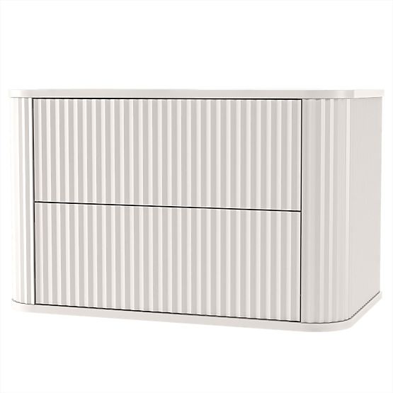 Meuble sous lavabo sur plan Nuvia 80 cm, cachemire, arrondi, rainuré