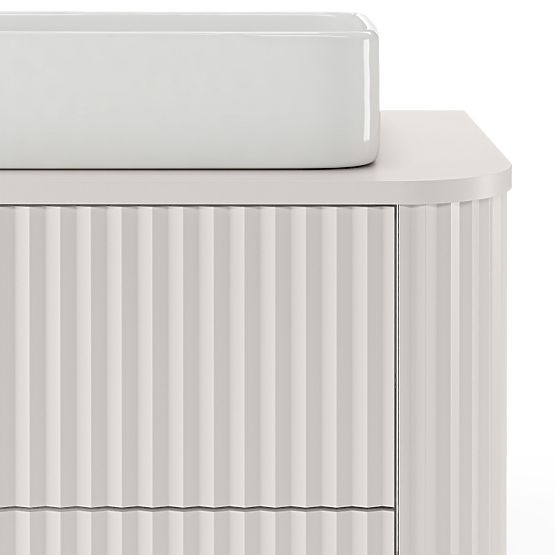 Meuble sous lavabo sur plan Nuvia 80 cm, cachemire, arrondi, rainuré